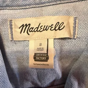 Madewell Women Small Light Wash Denim Trucker‎ Vest Blue Button Up Western Moto thumbnail 7