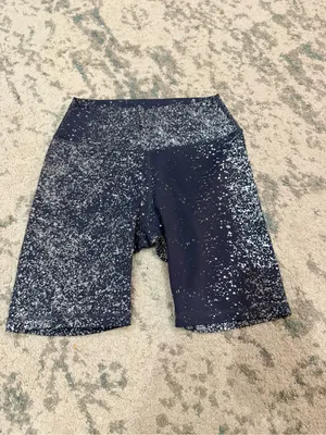 Zyia Active Metallic Splatter Biker Shorts Navy Silver Size S NWOT thumbnail 2