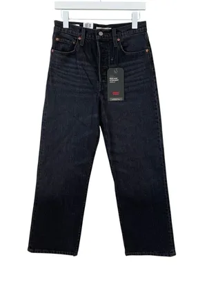 Levi’s Ribcage Straight Ankle Washed Black Gray Size 28 Inseam 27 Grunge Casual thumbnail 1