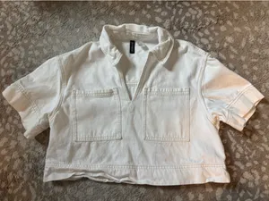 H&M white denim top  thumbnail 1