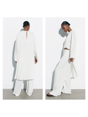 Zara White Asymmetrical Cropped Long-Sleeve Cape Top NWT thumbnail 4