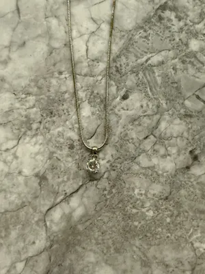 Vintage Faux Solitaire Diamond Pendant Necklace thumbnail 2