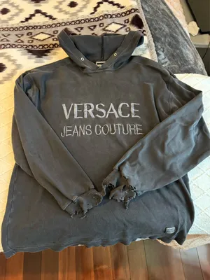 Versace Distressed Hoodie Sweatshirt thumbnail 1
