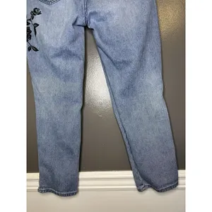 PacSun Mom Jeans Womens 29 Light Wash Hi Rise Embroidered Floral Denim thumbnail 8
