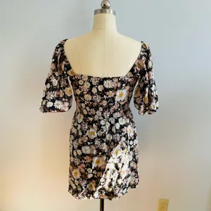 Abercrombie & Fitch Off The Shoulder Black Floral Mini Dress- Size Medium Tall thumbnail 5
