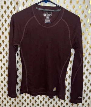 Carhartt women’s thermal long sleeve shirt brown burgundy force size S thumbnail 1