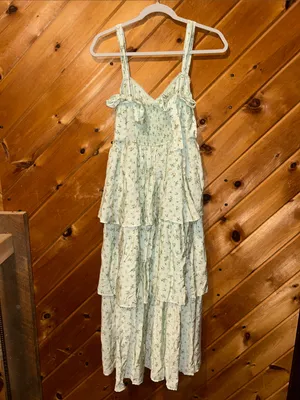 MINE In the wildflowers mint green floral tiered maxi dress NWT thumbnail 7