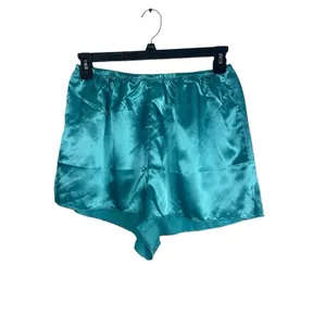 Aqua Blue Satin Feel Sleeveless Button Lace Top Shorts Pajama Set 1XLT thumbnail 4