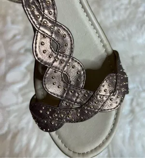 Rialto Gemma Low Wedge Slingback Sandals Bronze Gold Balls NO SIZE Approx 7-7.5 thumbnail 11