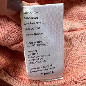 Anthropologie Pilcro Cropped Cut Off Short Sleeve Sweatshirt Pink Coral Medium thumbnail 12