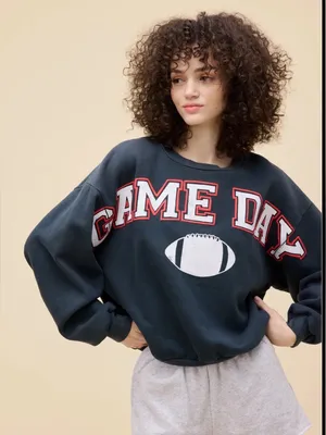 New Free People Daydreamer GAME DAY gray Sweatshirt Large? thumbnail 1