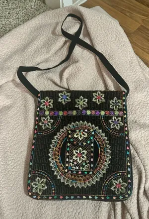 Boho Hippie Shoulder Bag Cross Body Bag embroidered sequins flare eccentric thumbnail 1