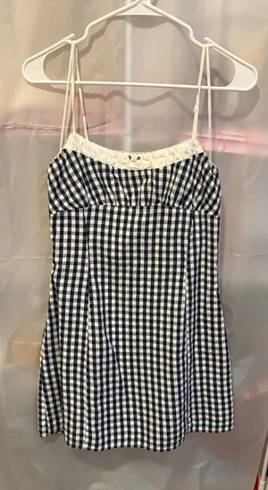 Nia Women's Small Black and White Gingham Spaghetti Strap Dress thumbnail 1