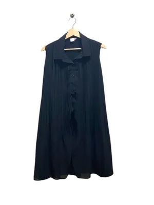 Joie Pleated Sleeveless Mini Dress Black Size L Minimalist Flowy Spring Casual thumbnail 2