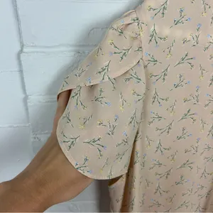 Adrianna Papell Lightweight Sheer Floral Short Sleeve Blouse Top Size XL thumbnail 5