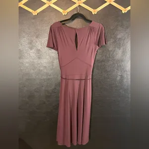 Ann Taylor Plum Color Belted Midi‎ Dress Size 4 thumbnail 2