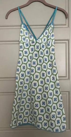 2000s Victoria's Secret blue and green floral slip Size S thumbnail 1