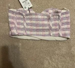 ZARA tweed corset crop top thumbnail 4