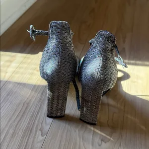 Topshop Black and Silver Glitter Ankle-Strap High Heels thumbnail 3