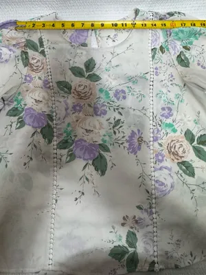 Floral Puff Sleeve Blouse - Cream with Lavender & Green thumbnail 4