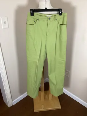 Talbots Apple Green Monochrome Set Diamond Textured Knit Shell and Petite Stretc thumbnail 2