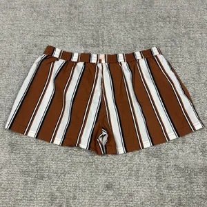 ThirdLove Shorts Womens Large Brown White Striped Cotton Lounge Beach Sleep thumbnail 4