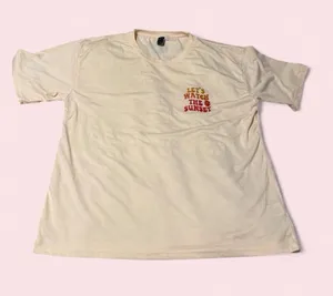 SHEIN Cream Short Sleeve Tee with Sunset Chest Graphic thumbnail 1