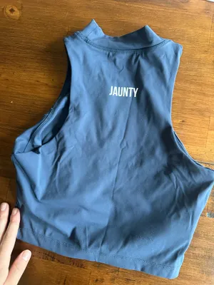 Jaunty workout crop high neck Blue Size M thumbnail 4