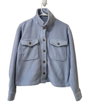 Thread & Supply Women Size Small Button Down Crop Fleece Jacket Casual Preppy‎ thumbnail 1