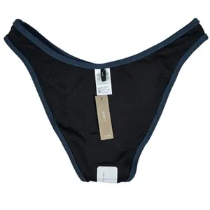 J. Crew‎ Textured curved-waist cheeky bikini bottom in Navy L NWT thumbnail 4