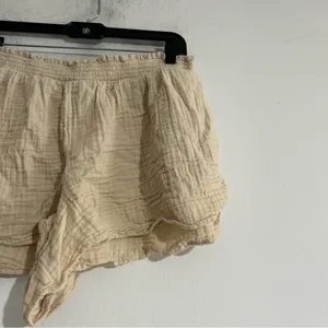 Aerie Cotton Gauze Pull On Shorts XL Beige Neutral Coastal Casual Summer Lounge thumbnail 2