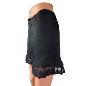 Urban Outfitters Out From Under Black Floral Lace Trim Mini Slip Skirt Size M thumbnail 3