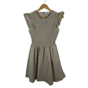 NWT English Factory Smocked Ruffle Sleeve‎ Dress Sz XS Beige Fit & Flare Neutral thumbnail 2