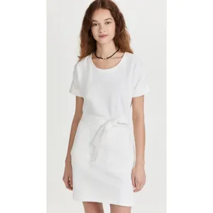 NWT Rebecca Minkoff Iman Dress White Mini French Terry Belted Cotton Size XL thumbnail 2