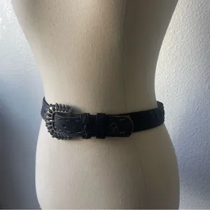 Medium/Large Black Studded Bling Leather Boho Belt thumbnail 2