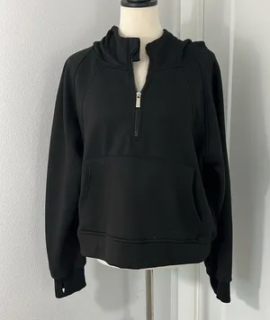 Amazon Laslulu XL Black Oversized Quarter-Zip Hoodie Sweatshirt with Pocket thumbnail 3