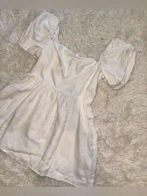 NEW Reformation Malvina White Linen Puff-Sleeve Mini Dress sz 12 thumbnail 5