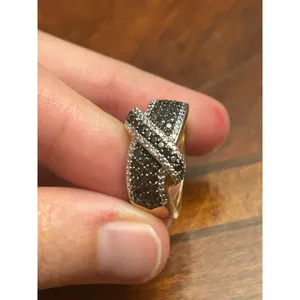 925 sterling silver gold tone 6.53g size 7 g86 ring band black white thumbnail 5
