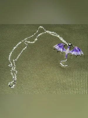 Purple Dragon Pendant Necklace - Women's Jewelry thumbnail 2