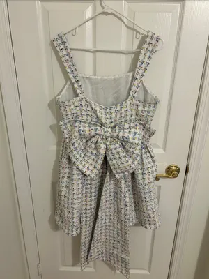 Avec Les Filles Women's Bow-Back Tweed Mini Dress New Size 10 Homecoming thumbnail 7