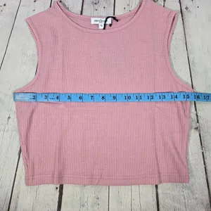 AREA STARS Mauve Waffle Knit Cropped Tank‎ Top Sleeveless Size L thumbnail 6