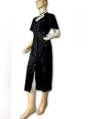 Vintage 1990'S All That Jazz Black Velvet & White Embroidered Collar Dress (6/8) thumbnail 6
