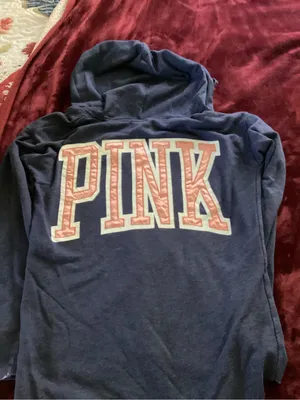Victoria's Secret PINK Navy Hoodie with Pink Stitching thumbnail 4