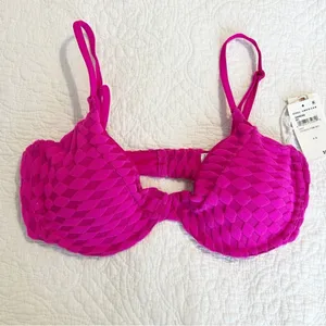 NWT Good American Pink Jacquard Bikini Top Demi Cup Size 3 Large L thumbnail 2