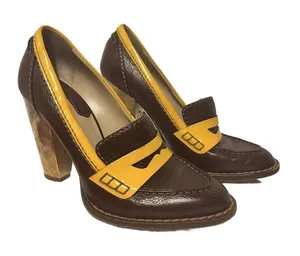 Dolce & Gabbana vintage two-tone penny loafer block heels 1970s retro aesthetic. thumbnail 1