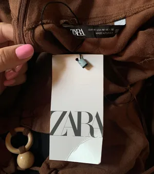 ZARA Rustic Slip Linen Blend Dress Size Medium thumbnail 11