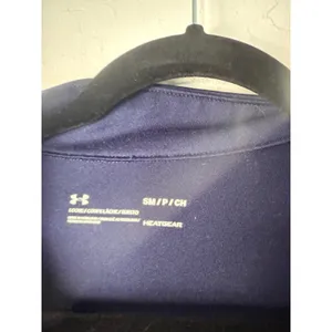 Under Armour HeatGear‎ Navy Blue Athletic Quarter Zip Long Sleeve Shirt Top SM thumbnail 4
