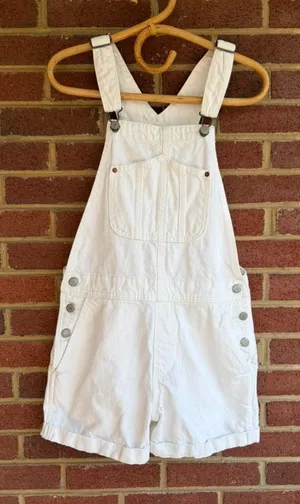 Old Navy White Overall Shorttails Women’s Small thumbnail 1