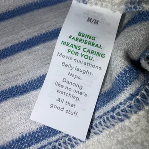 NEW With Tag Aerie Blue & White Stripe Terry Cloth Lace Up Pullover Sweatshirt thumbnail 8