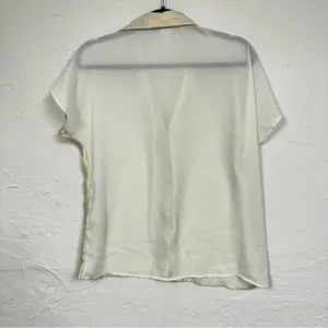 Vero Moda Gold Sparkle Short Sleeve Button Down Shirt Womens M Boxy Fit Slouchy thumbnail 11